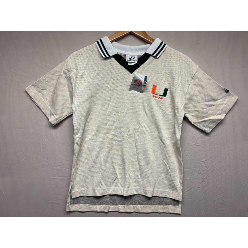Miami Hurricanes Football Dynasty Jersey Men's Ivory High-Low Hem Vintage Large‎